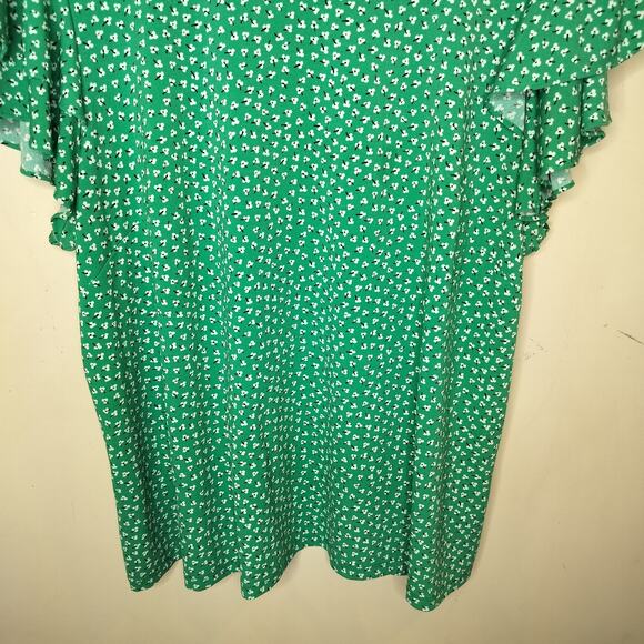 Adrianna Papell Top Floral Stretch Flutter Sleeve - Picture 4 of 8